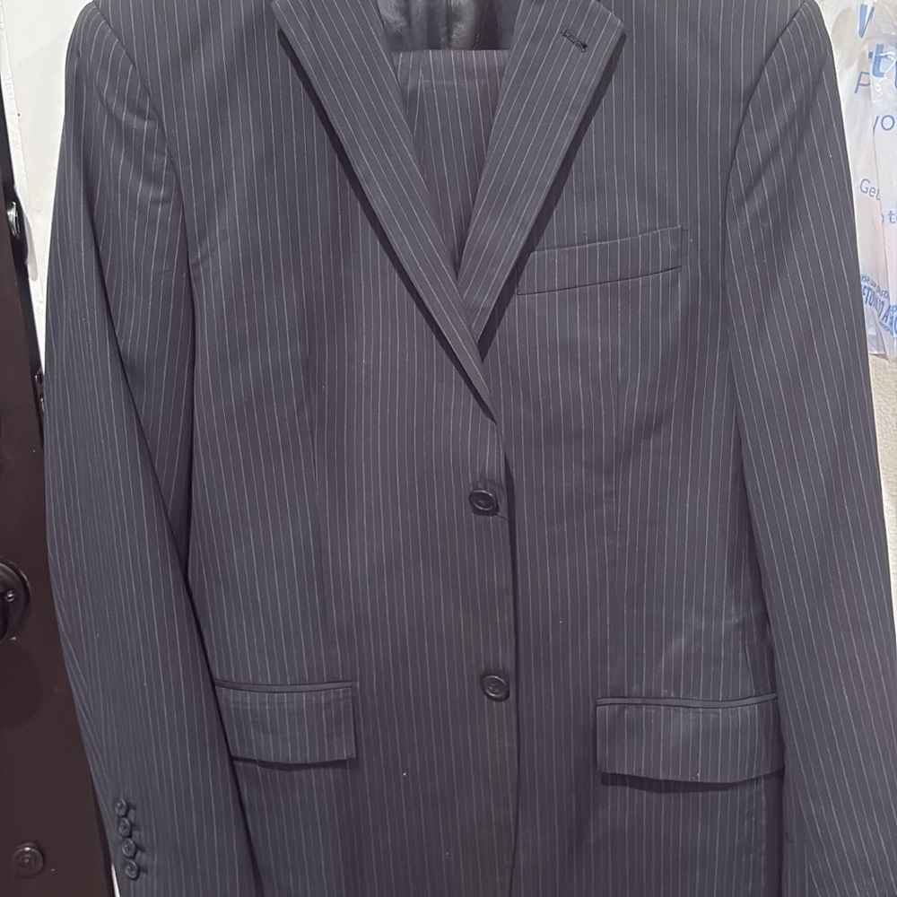 Classic Black Pinstripe Men's Blazer